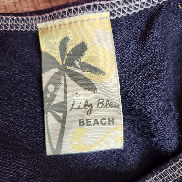 Lily Bleu Beach Navy Anchor Beach Cover-Up Womens M Sequin Rolled Sleeves TShirt - Picture 9 of 10
